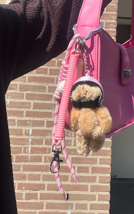 Bag charm teddy roze