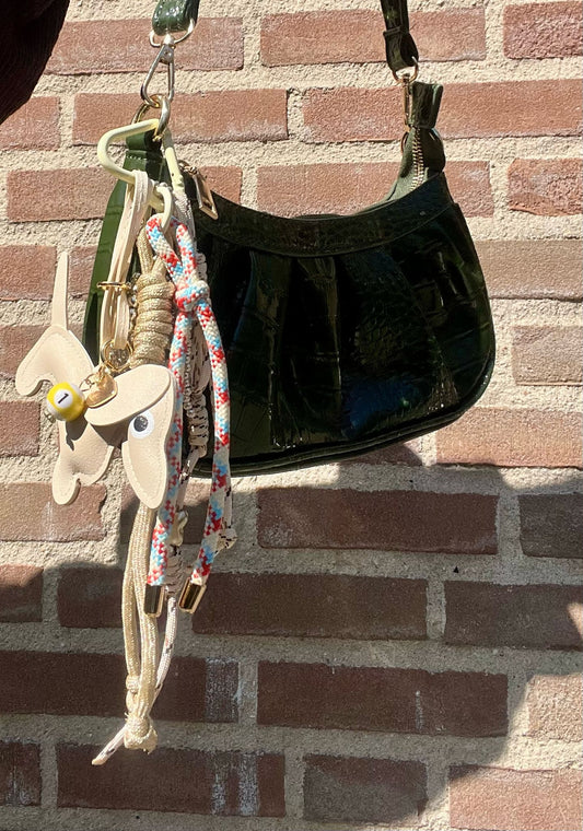 Bag charm teckel beige