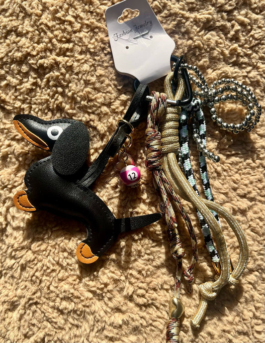 Bag charm teckel zwart