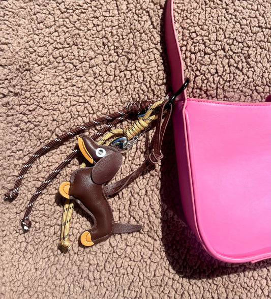 Bag charm teckel bruin