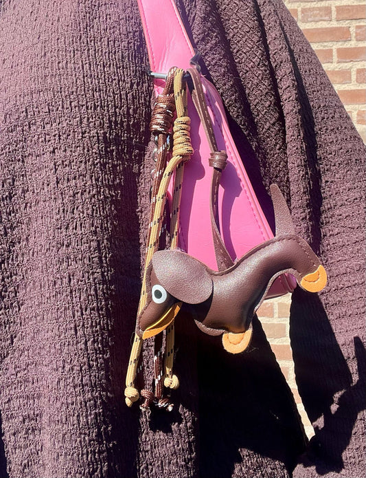 Bag charm teckel bruin